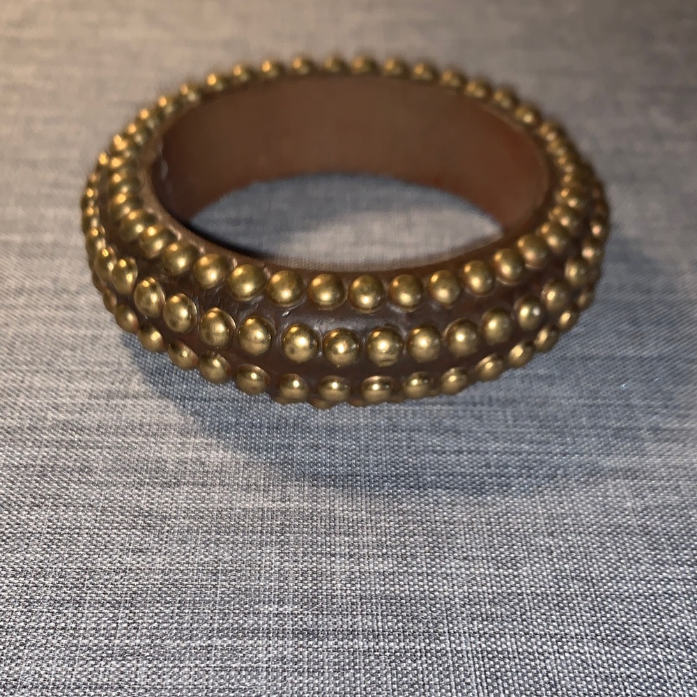 Vintage wooden bracelet with gold accents